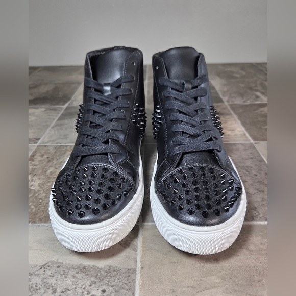 SAKS FIFTH AVENUE WENTWORTH STUDDED LEATHER HIGH TOP SNEAKERS. - Picture 4 of 8